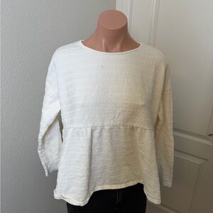 Madewell Cotton Elegant White Peplum Top Sz S